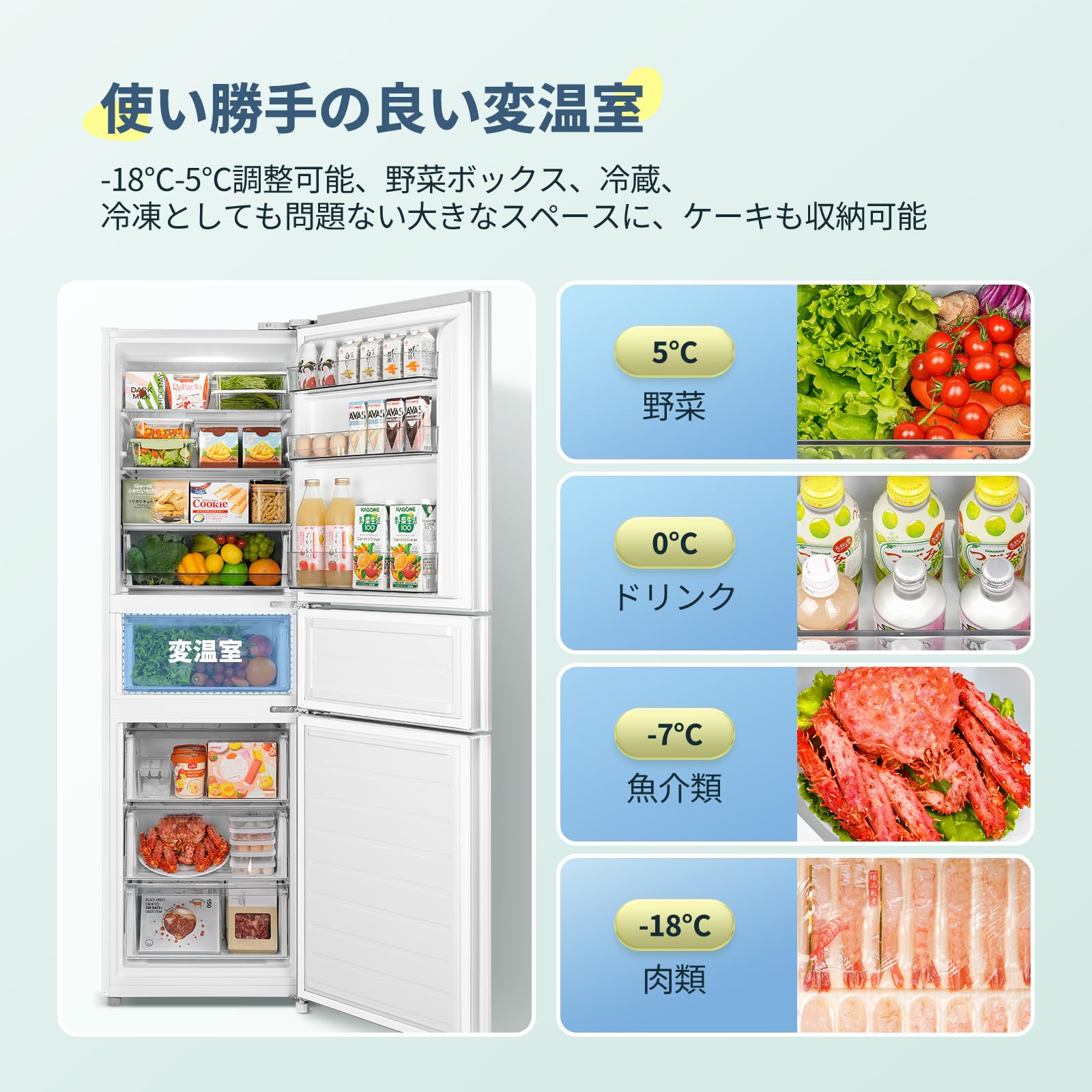 Amazon | COMFEE' 冷蔵庫 271L 自動霜取り インバーター搭載 3ドア 変